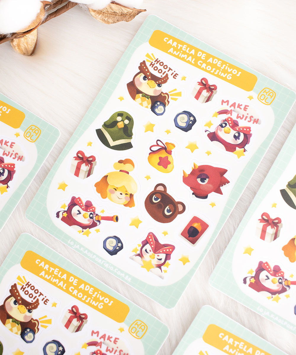 CARTELA DE ADESIVOS - ANIMAL CROSSING