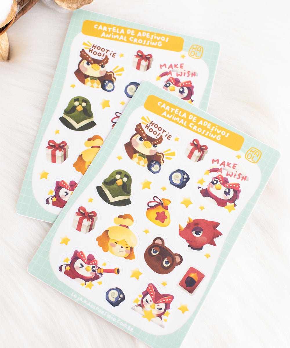 CARTELA DE ADESIVOS - ANIMAL CROSSING