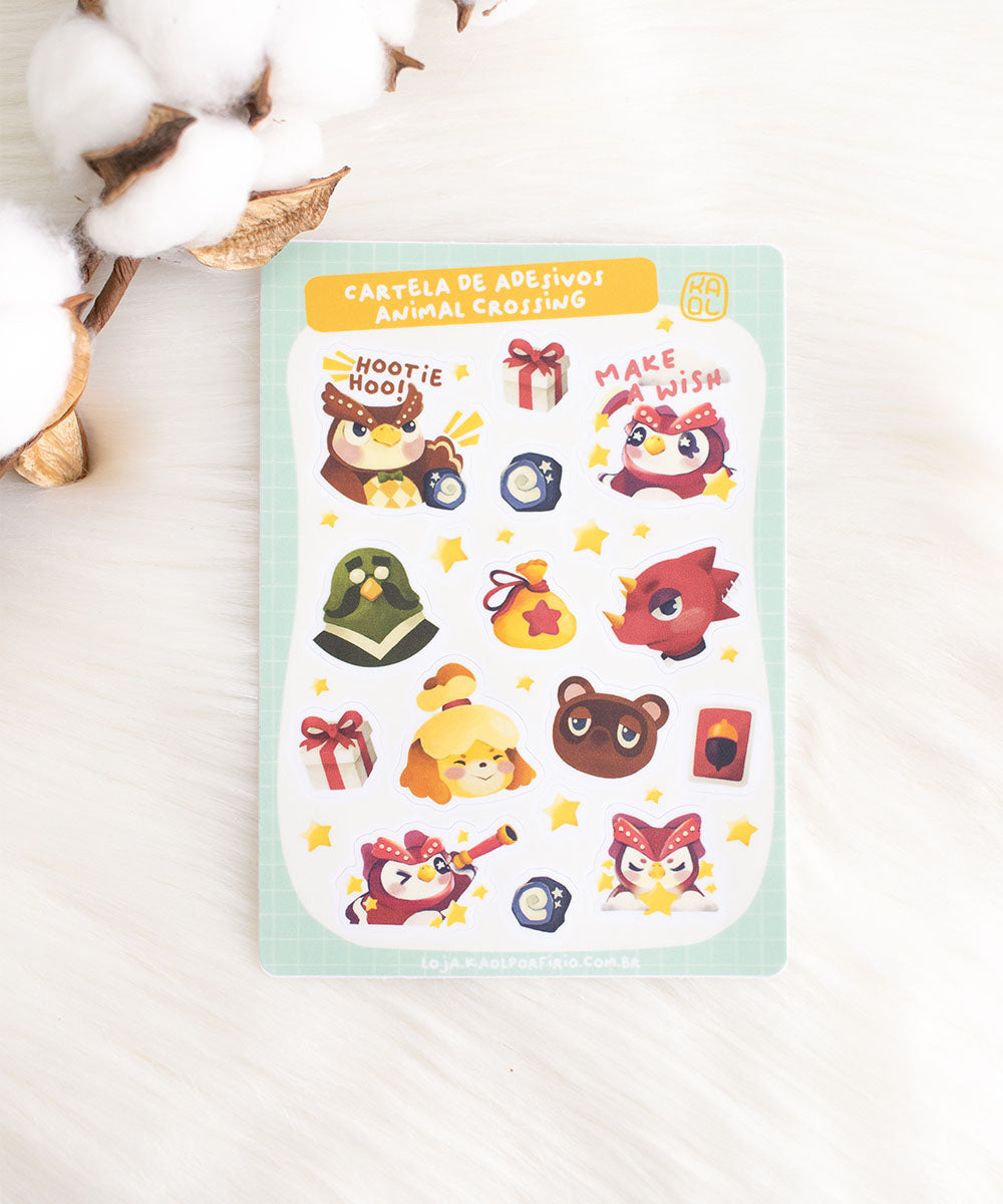 CARTELA DE ADESIVOS - ANIMAL CROSSING