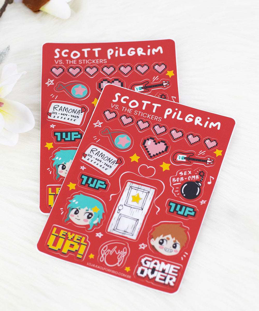 CARTELA DE ADESIVOS - SCOTT PILGRIM