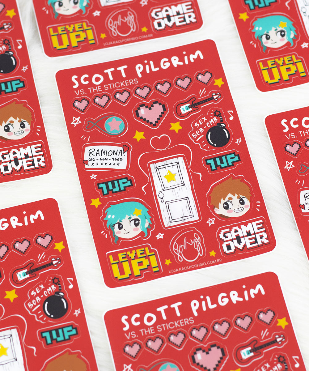 CARTELA DE ADESIVOS - SCOTT PILGRIM
