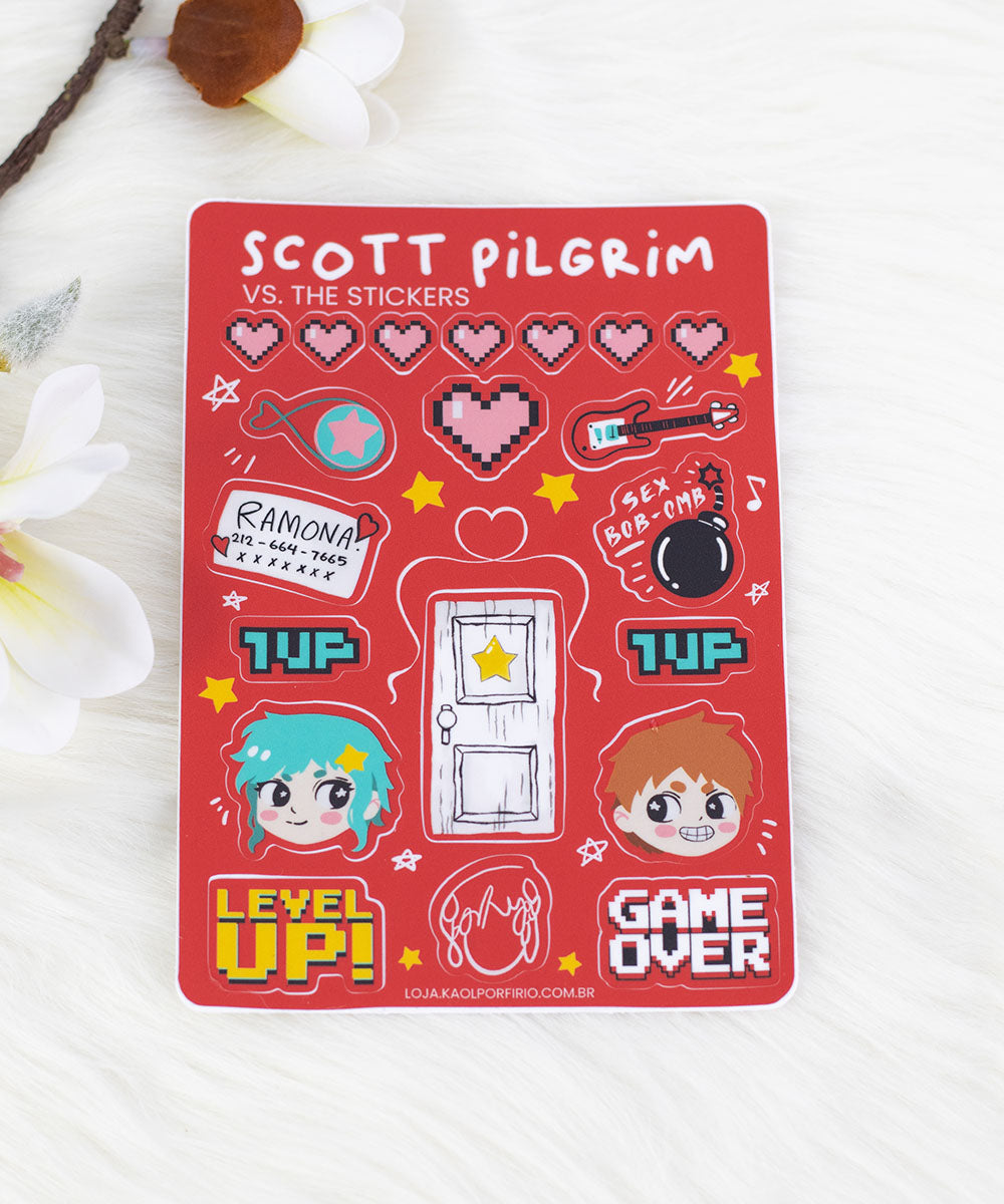 CARTELA DE ADESIVOS - SCOTT PILGRIM