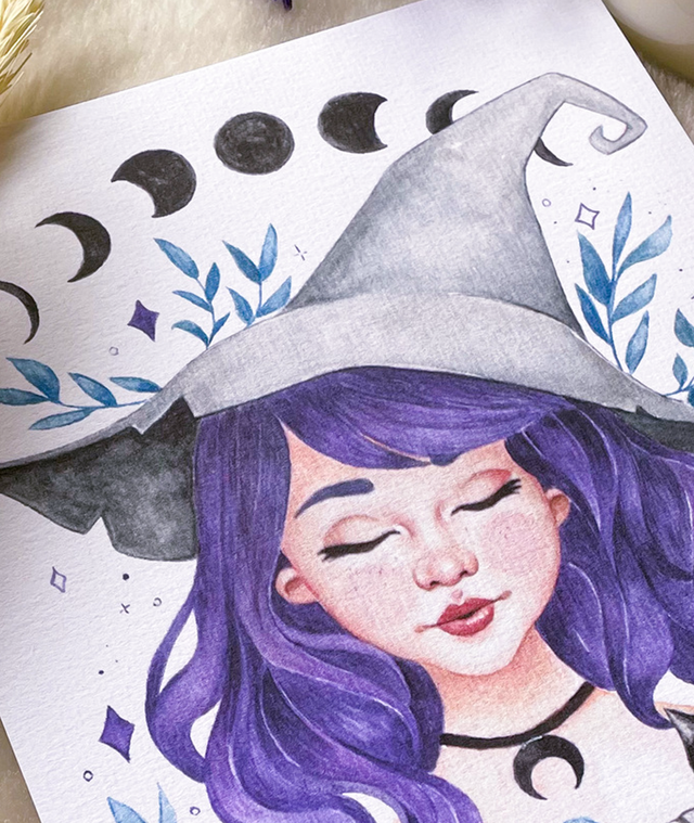 PRINT DE AQUARELA - BRUXINHA