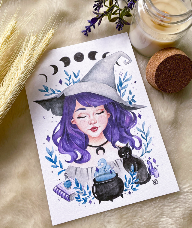 PRINT DE AQUARELA - BRUXINHA