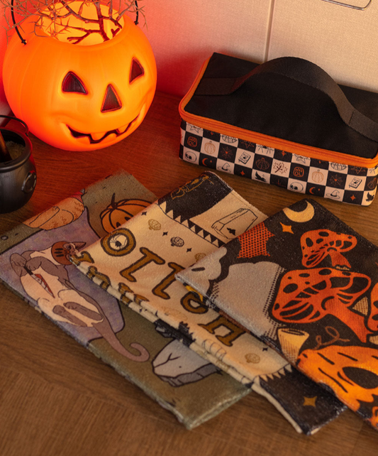 KIT PANOS DE PRATOS HALLOWEEN + MARMITEIRA