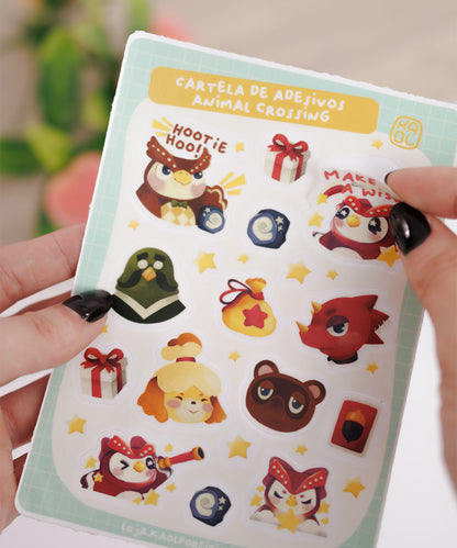 CARTELA DE ADESIVOS - ANIMAL CROSSING