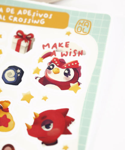 CARTELA DE ADESIVOS - ANIMAL CROSSING