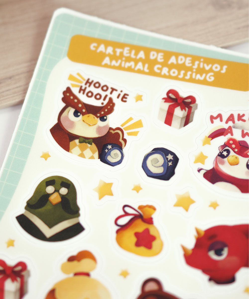 CARTELA DE ADESIVOS - ANIMAL CROSSING