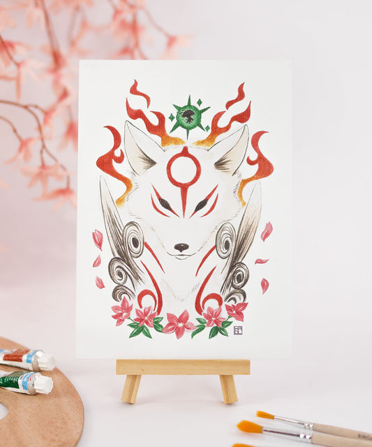 PRINT DE AQUARELA - OKAMI