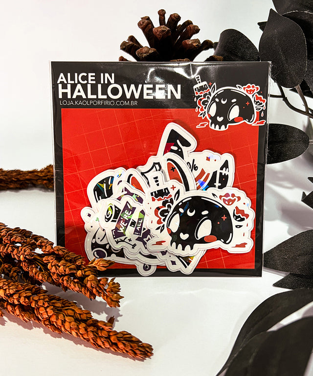 KIT DE ADESIVOS HOLOGRÁFICOS - ALICE IN HALLOWEEN