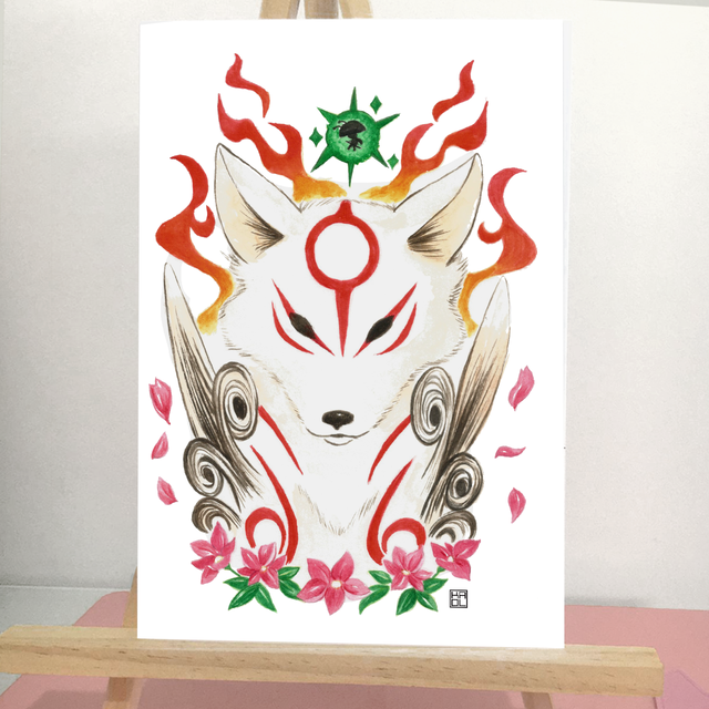 PRINT DE AQUARELA - OKAMI